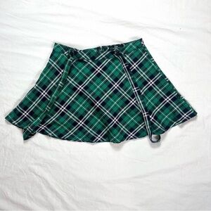 Royal Bones Green Plaid Skater Skirt